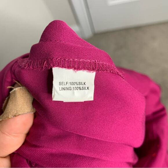 Vintage 90s y2K party silk red halter ruched midi dress size 6 kay unger prom - Picture 4 of 10